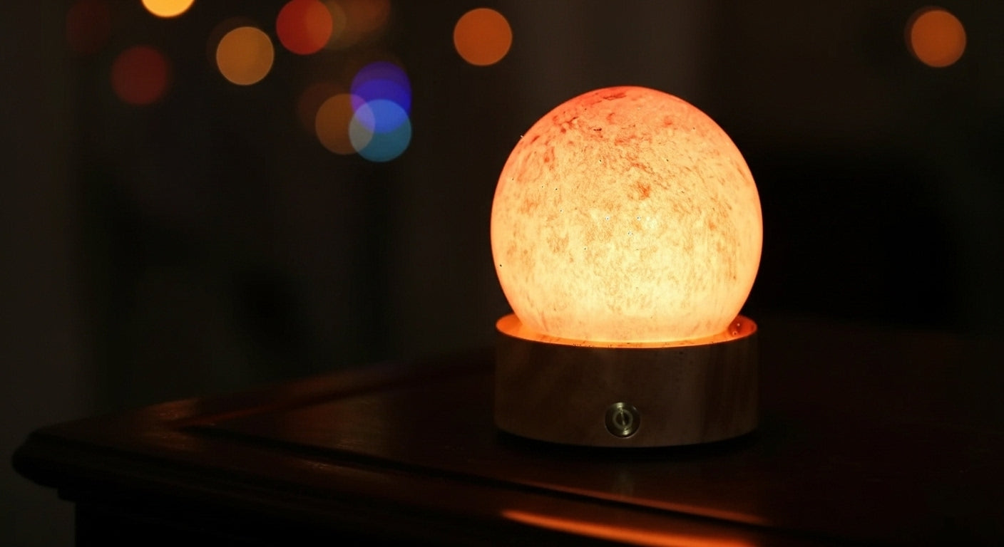 Aurora Touch™ Lunar Orb – Frost-Lamp for Star-Map Bedrooms, Midnight Reads & Cosmic Smoke Sessions