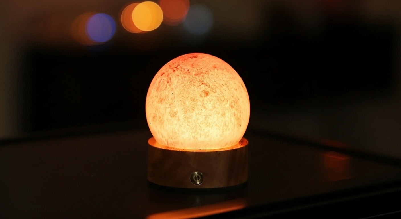 Aurora Touch™ Lunar Orb – Frost-Lamp for Star-Map Bedrooms, Midnight Reads & Cosmic Smoke Sessions