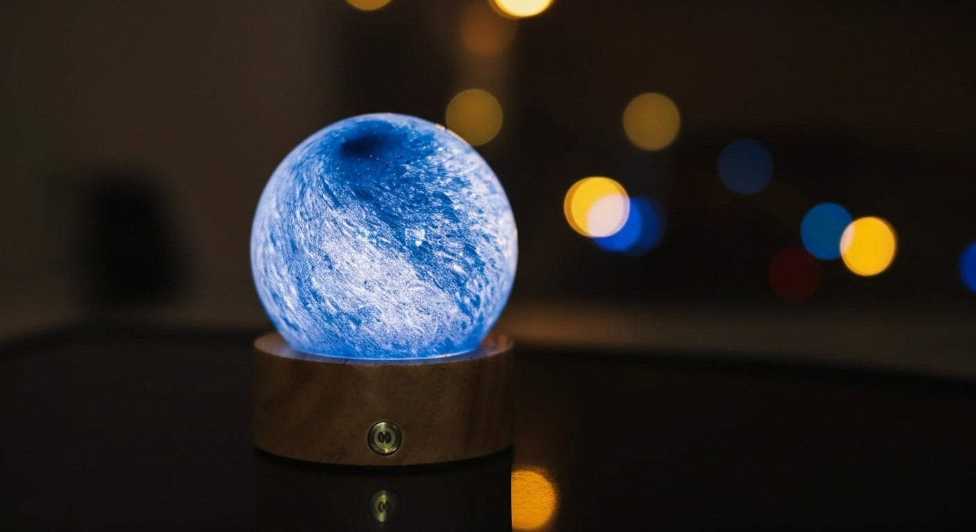Aurora Touch™ Lunar Orb – Frost-Lamp for Star-Map Bedrooms, Midnight Reads & Cosmic Smoke Sessions