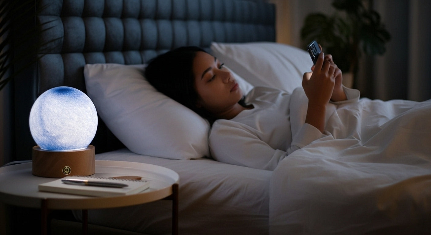 Aurora Touch™ Lunar Orb – Frost-Lamp for Star-Map Bedrooms, Midnight Reads & Cosmic Smoke Sessions