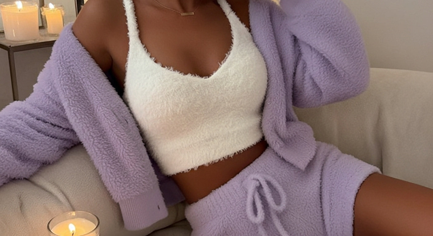 Bubblegum Cloud-Knit 3-Piece Lounge Set