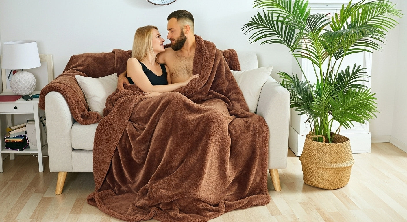 Cloud-Cuddle™ Luxury Shaggy Blanket – Oversized Waterproof Microfibre Throw for Steamy Date Nights, BookTok Binges & Skin-on-Skin Snuggles #CoupleBlanket