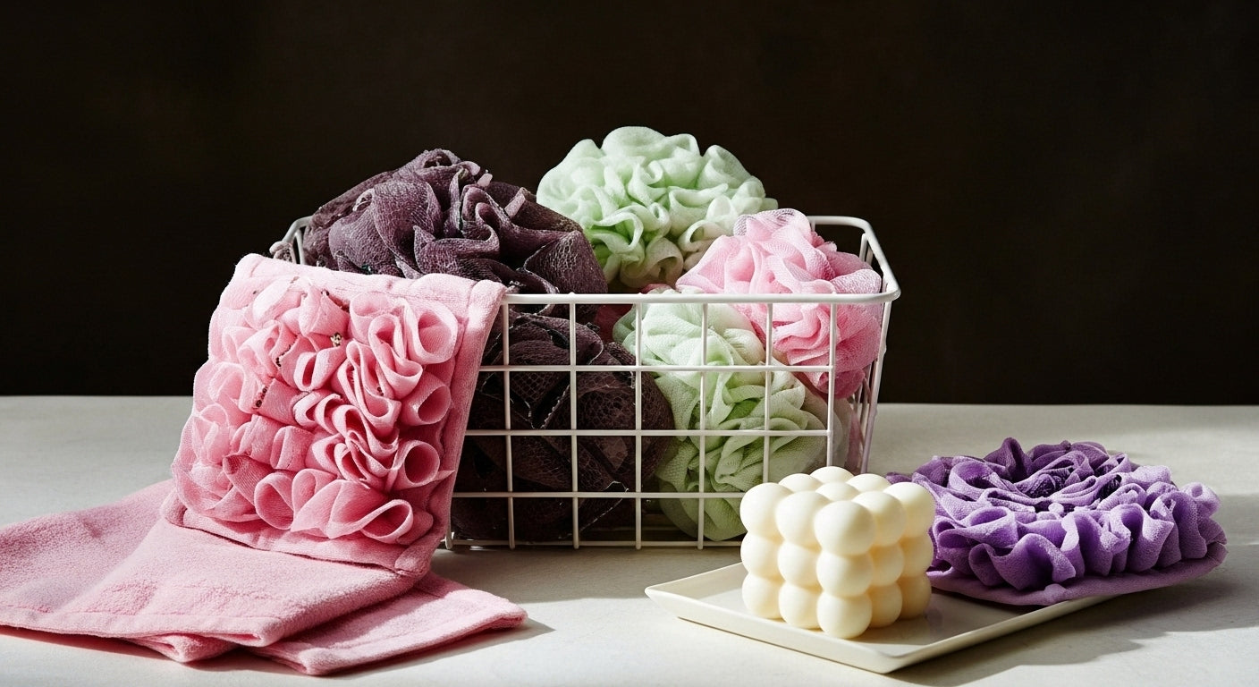 Dual-Texture Soap-Pocket Pouf