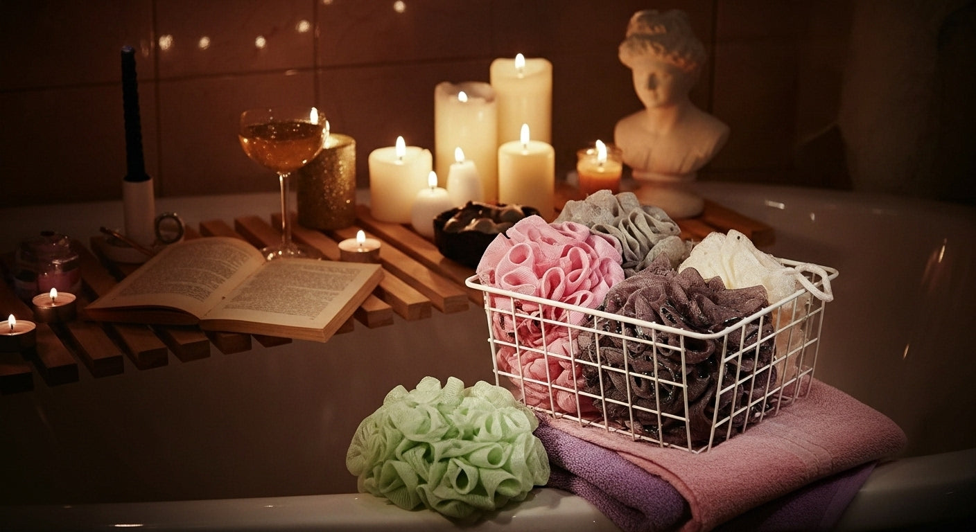 Dual-Texture Soap-Pocket Pouf