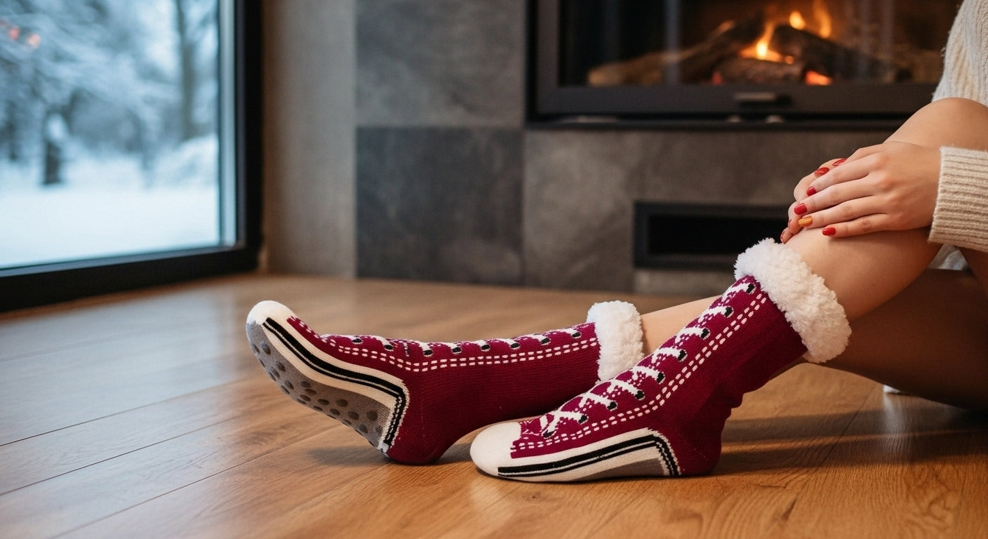 Thermal Fluffy Sock Women Winter Warm Plush Non Slip Home Sleeping Soft Female Floor Grip Fuzzy Slipper Sock Short Funny Zipper