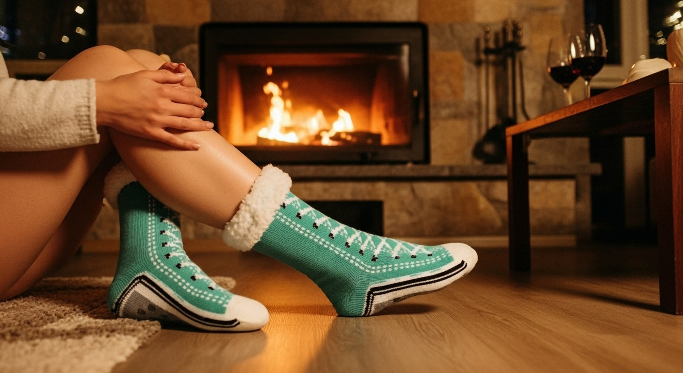 Thermal Fluffy Sock Women Winter Warm Plush Non Slip Home Sleeping Soft Female Floor Grip Fuzzy Slipper Sock Short Funny Zipper