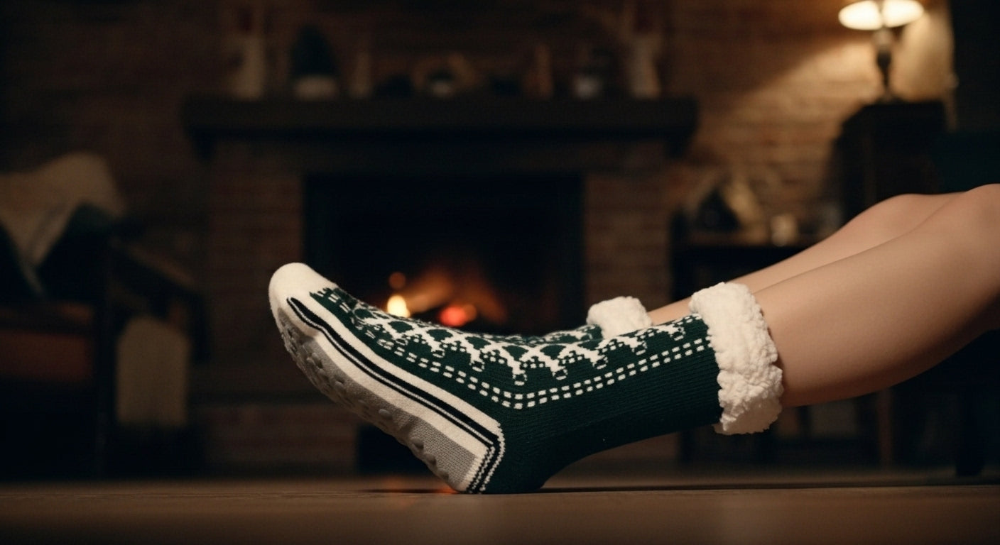 Thermal Fluffy Sock Women Winter Warm Plush Non Slip Home Sleeping Soft Female Floor Grip Fuzzy Slipper Sock Short Funny Zipper