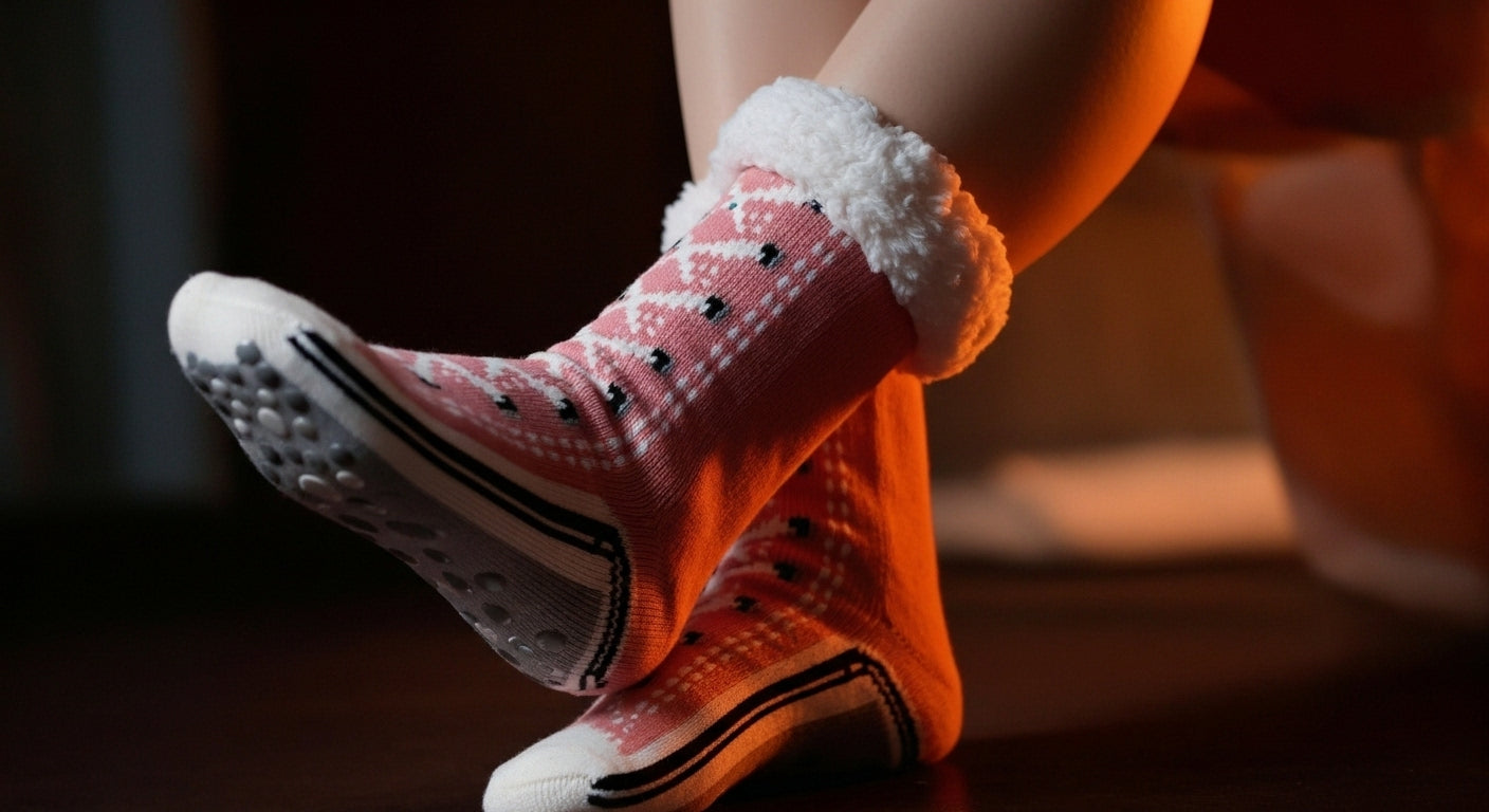 Thermal Fluffy Sock Women Winter Warm Plush Non Slip Home Sleeping Soft Female Floor Grip Fuzzy Slipper Sock Short Funny Zipper