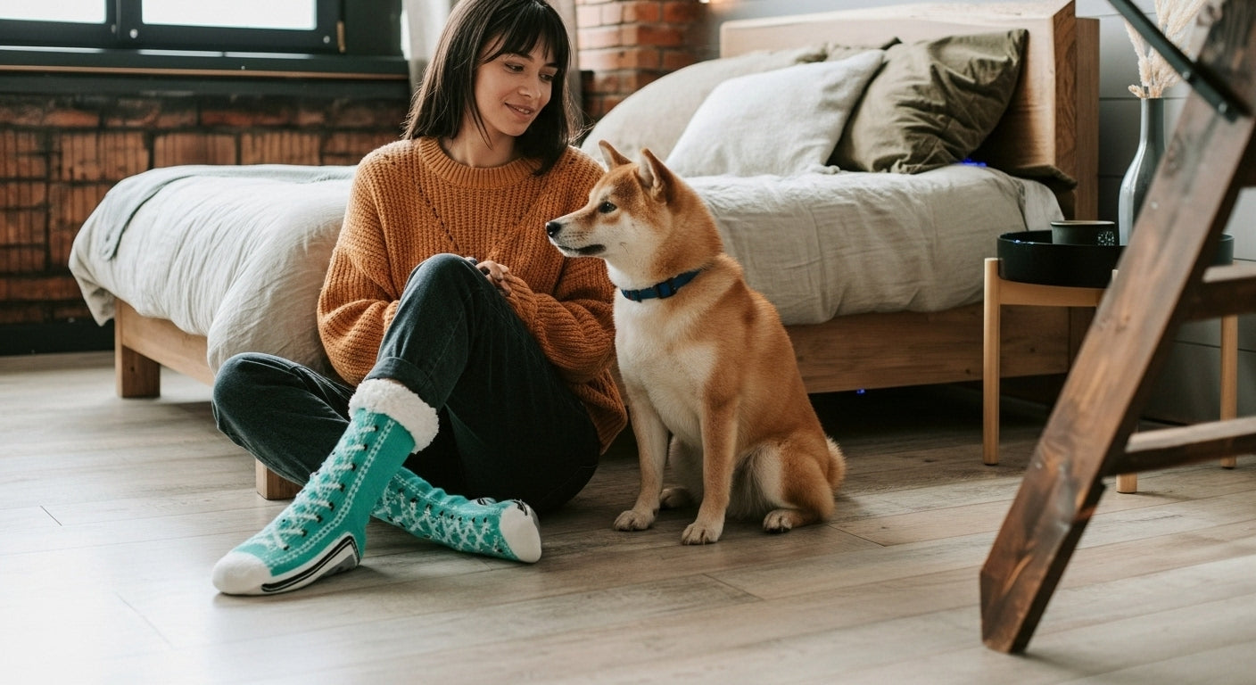 Thermal Fluffy Sock Women Winter Warm Plush Non Slip Home Sleeping Soft Female Floor Grip Fuzzy Slipper Sock Short Funny Zipper