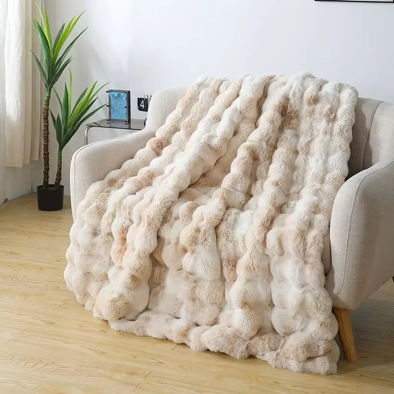 Velvet-Bunny Plush Throw – Ultra-Fluffy Fleece Blanket for Sofa, Bed & Dorm