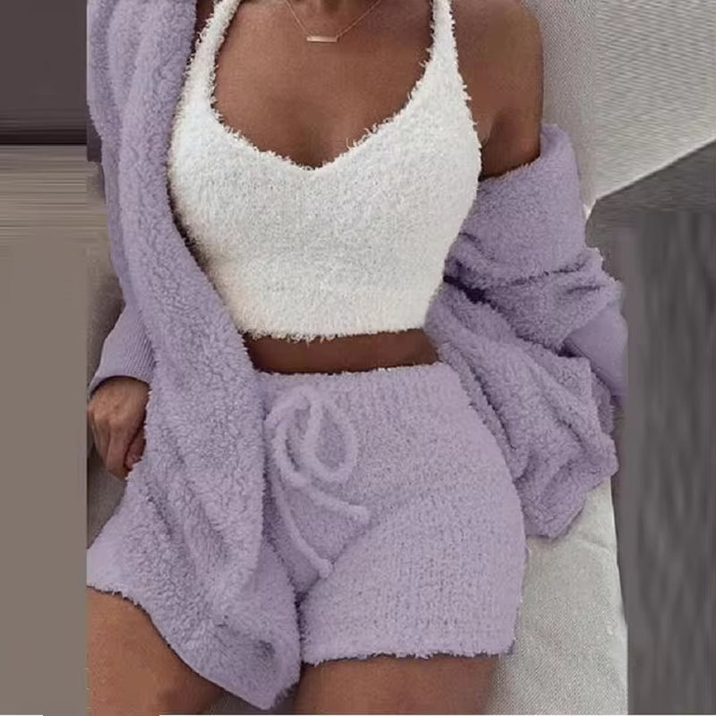 Bubblegum Cloud-Knit 3-Piece Lounge Set
