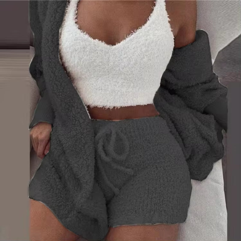 Bubblegum Cloud-Knit 3-Piece Lounge Set