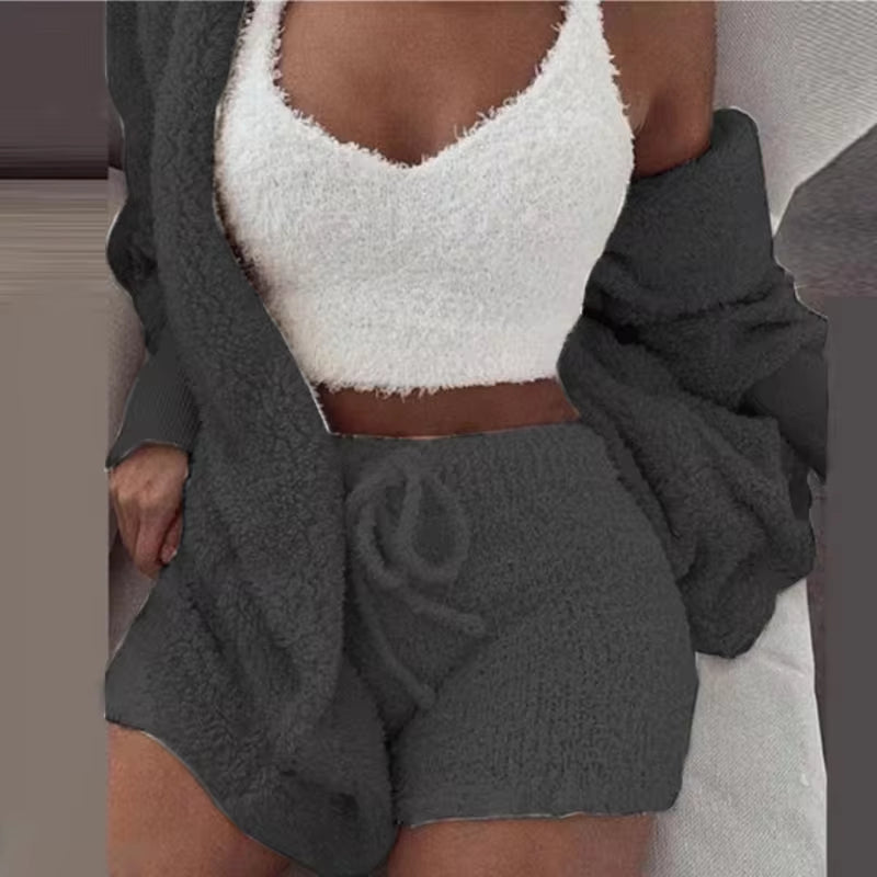 Bubblegum Cloud-Knit 3-Piece Lounge Set