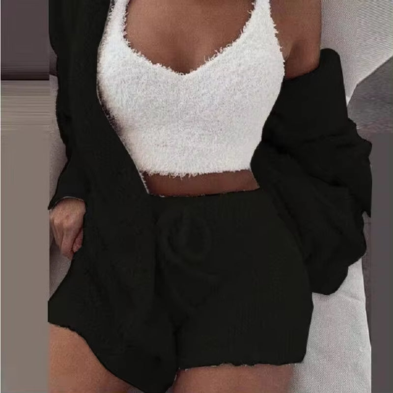 Bubblegum Cloud-Knit 3-Piece Lounge Set