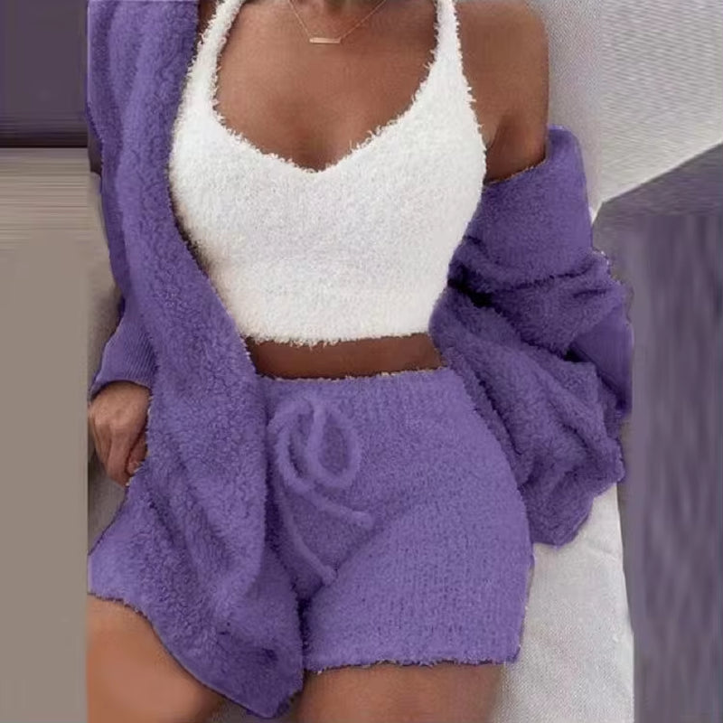 Bubblegum Cloud-Knit 3-Piece Lounge Set