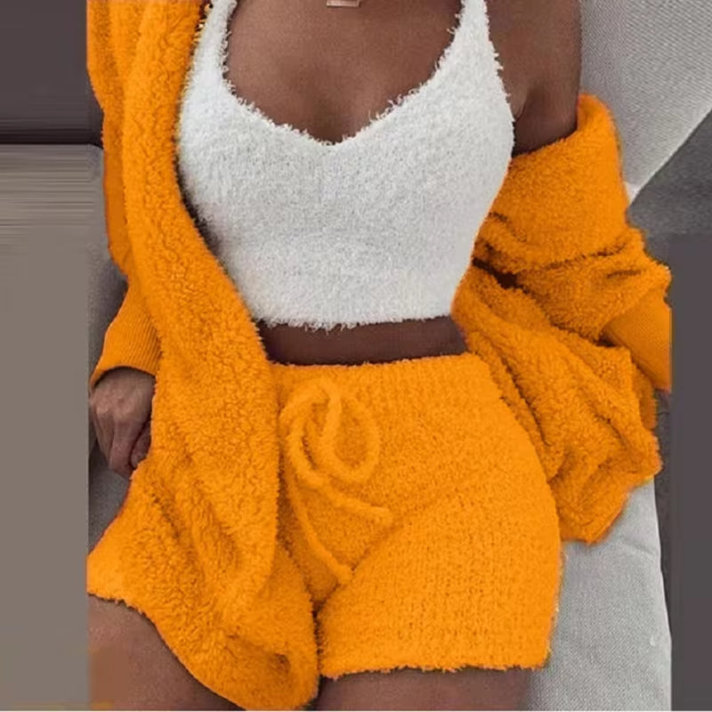 Bubblegum Cloud-Knit 3-Piece Lounge Set