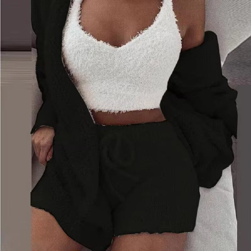 Bubblegum Cloud-Knit 3-Piece Lounge Set