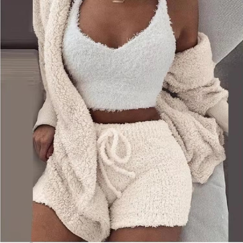 Bubblegum Cloud-Knit 3-Piece Lounge Set