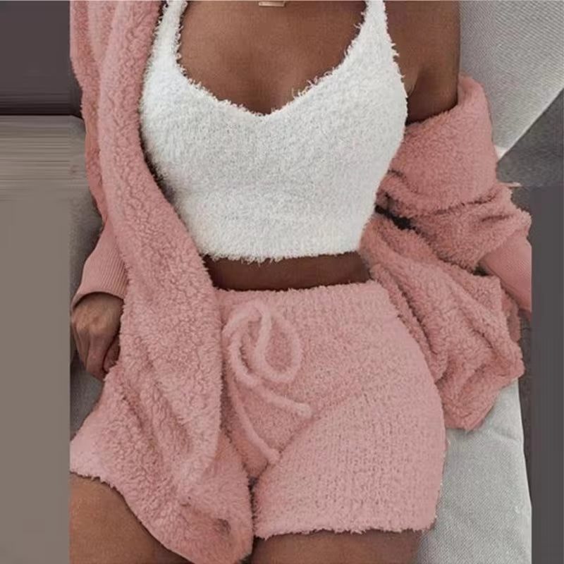 Bubblegum Cloud-Knit 3-Piece Lounge Set