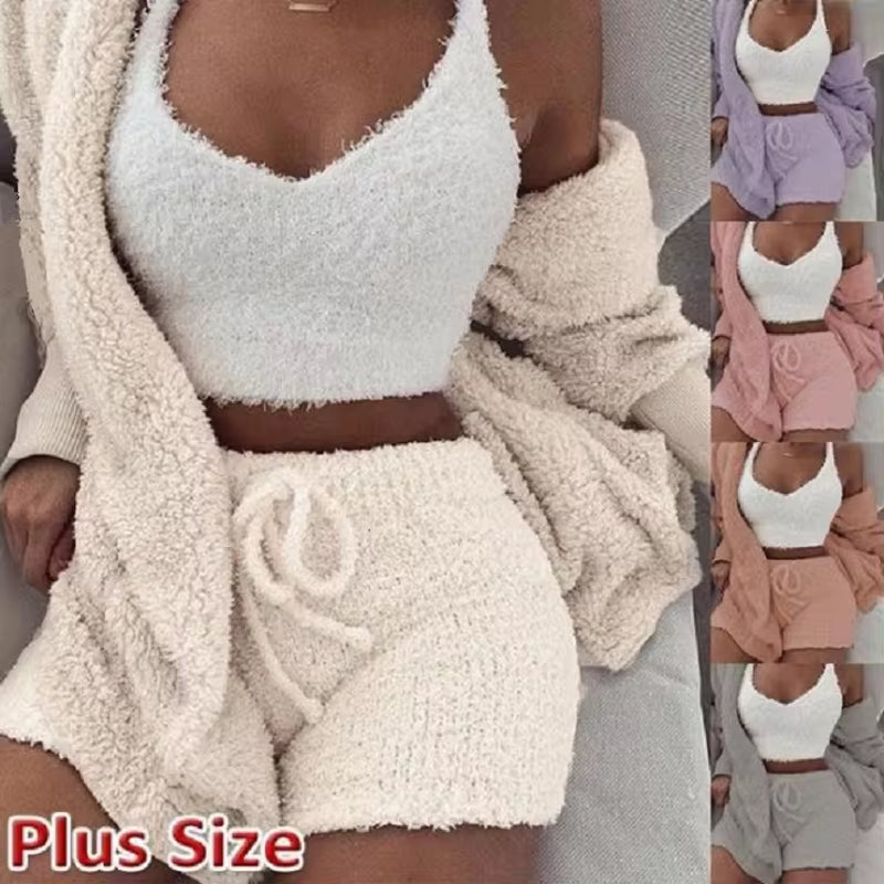 Bubblegum Cloud-Knit 3-Piece Lounge Set