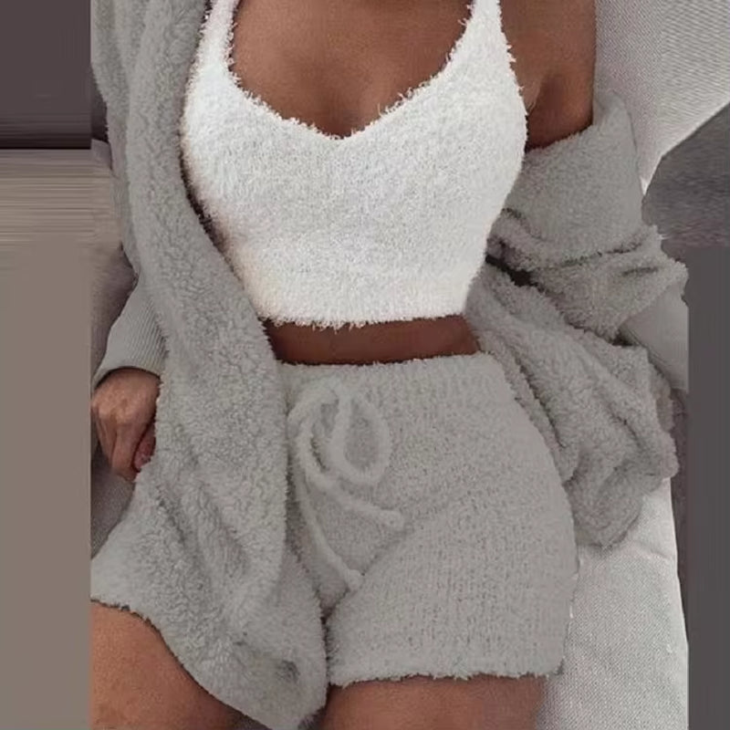 Bubblegum Cloud-Knit 3-Piece Lounge Set