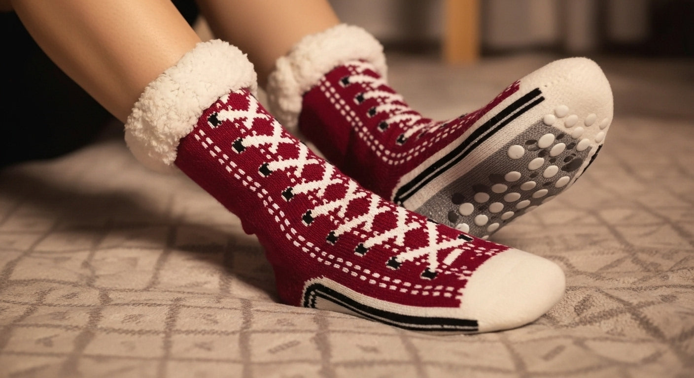 Thermal Fluffy Sock Women Winter Warm Plush Non Slip Home Sleeping Soft Female Floor Grip Fuzzy Slipper Sock Short Funny Zipper