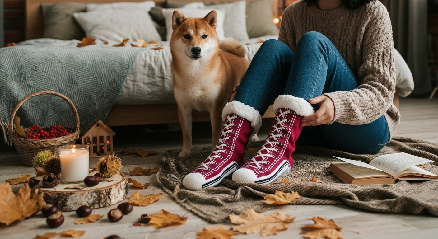 Thermal Fluffy Sock Women Winter Warm Plush Non Slip Home Sleeping Soft Female Floor Grip Fuzzy Slipper Sock Short Funny Zipper