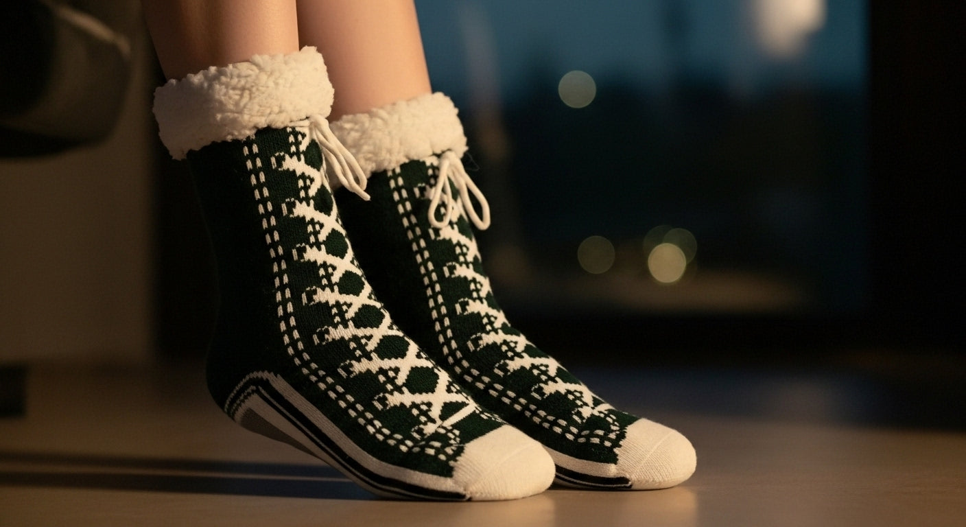 Thermal Fluffy Sock Women Winter Warm Plush Non Slip Home Sleeping Soft Female Floor Grip Fuzzy Slipper Sock Short Funny Zipper