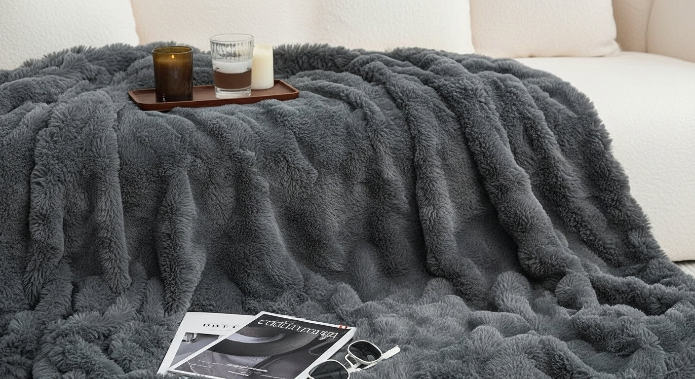 Velvet-Bunny Plush Throw – Ultra-Fluffy Fleece Blanket for Sofa, Bed & Dorm