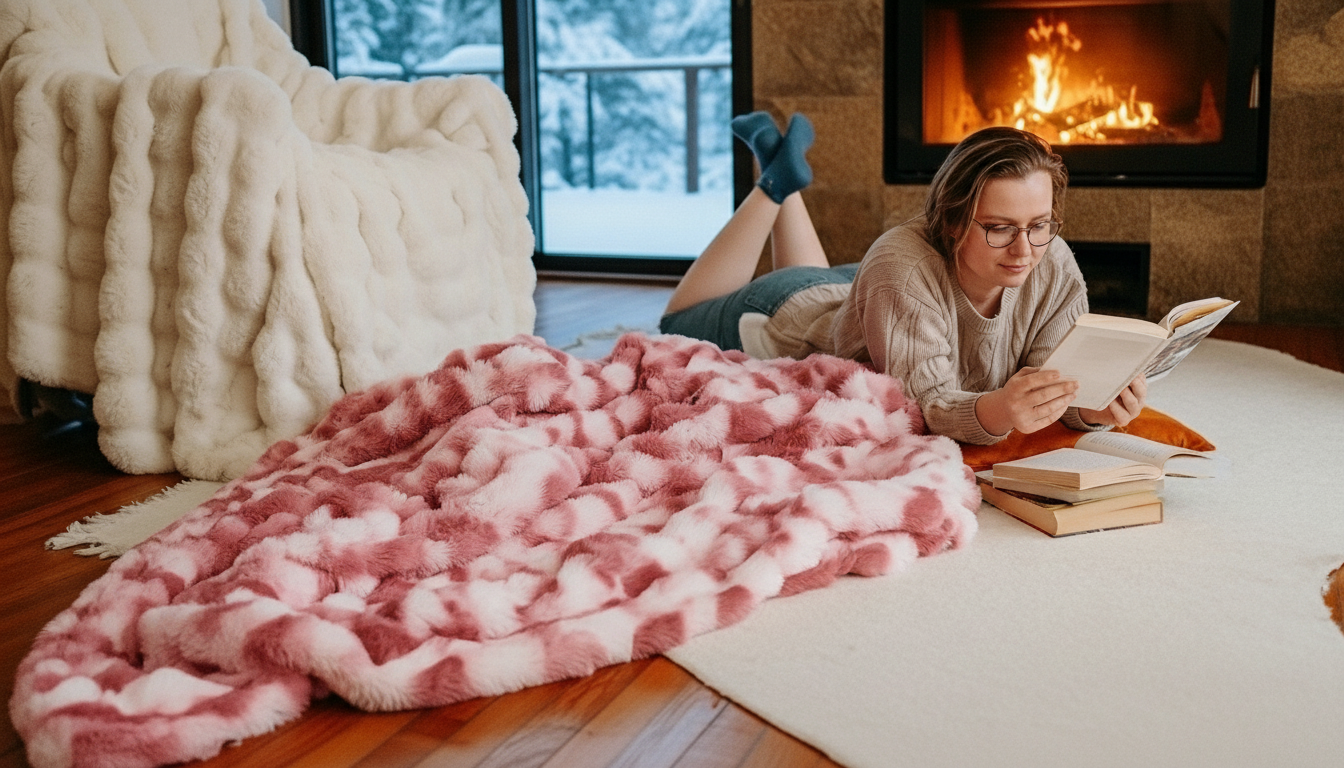 Velvet-Bunny Plush Throw – Ultra-Fluffy Fleece Blanket for Sofa, Bed & Dorm