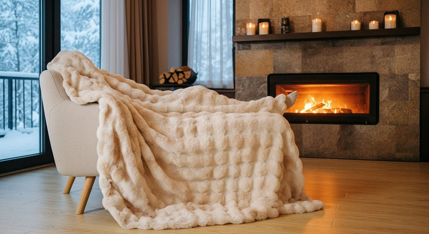 Velvet-Bunny Plush Throw – Ultra-Fluffy Fleece Blanket for Sofa, Bed & Dorm